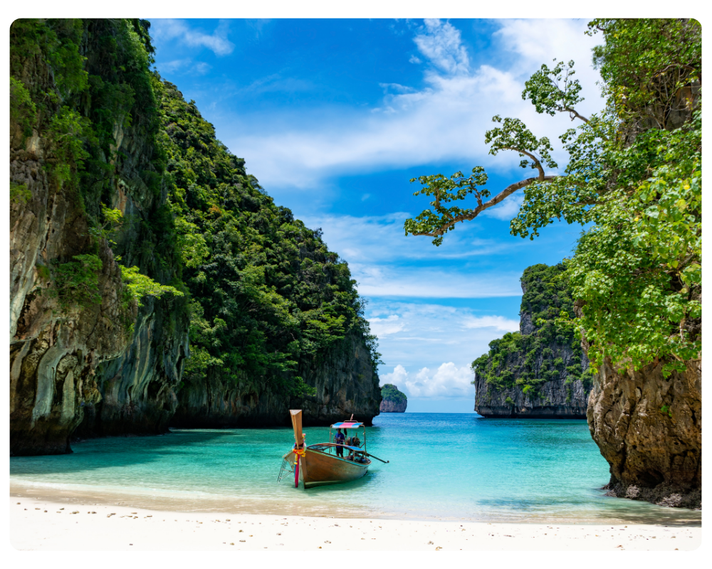 Thailand beach and longtail boat